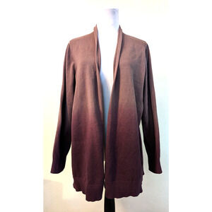 New Belle Kim Gravel sz L Dip Dye Sweater Cardigan mink plum knit qvc1
